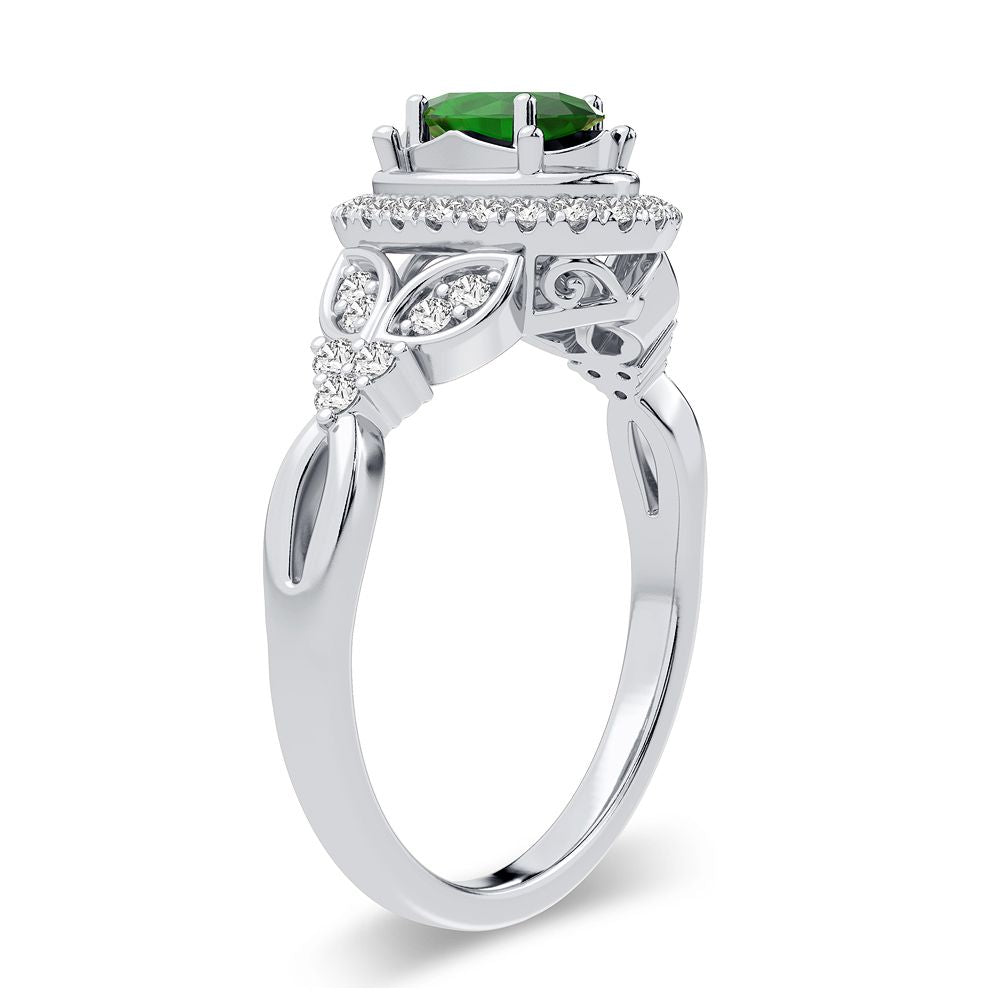 14K 0.20CT Diamond Emerald Ring