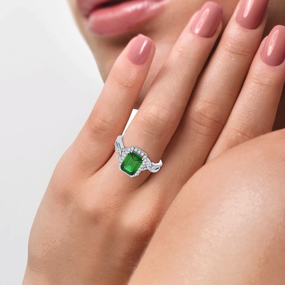 14K 0.50CT Diamond Emerald Ring