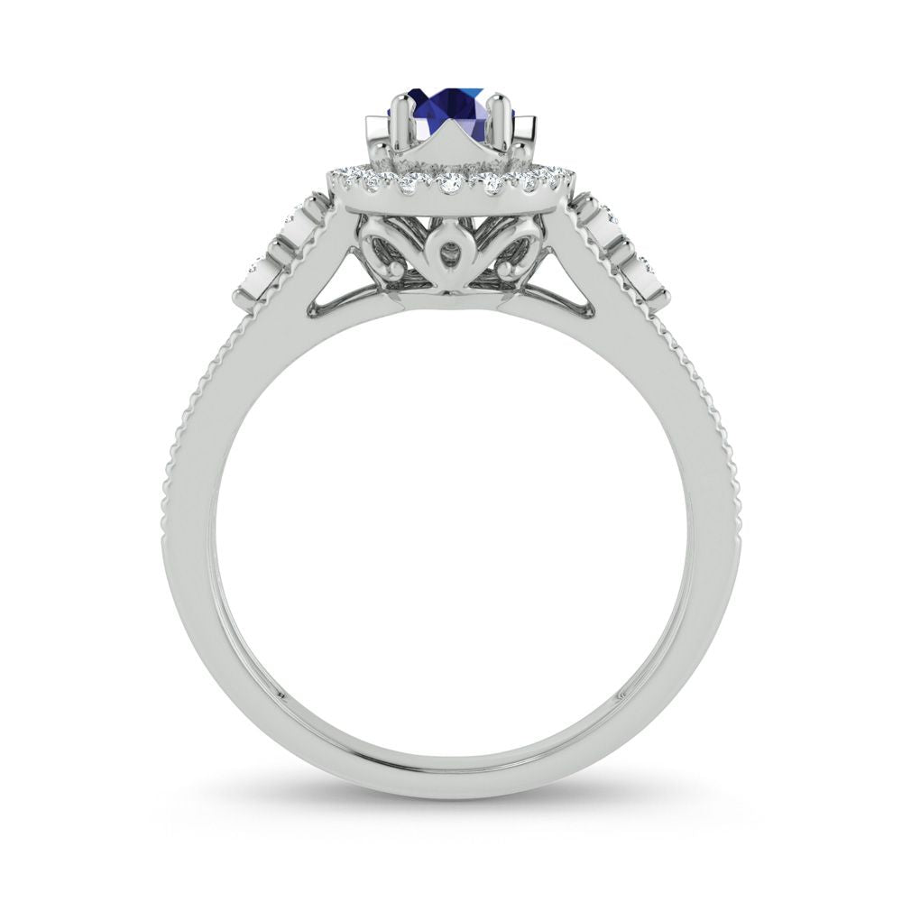 14K 0.10ct Diamond Sapphire Ring