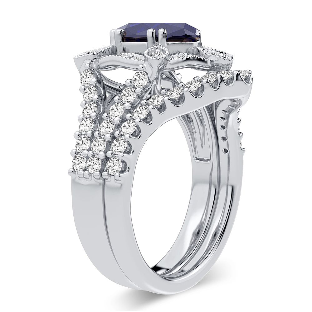 14K 0.90CT Diamond Sapphire Ring