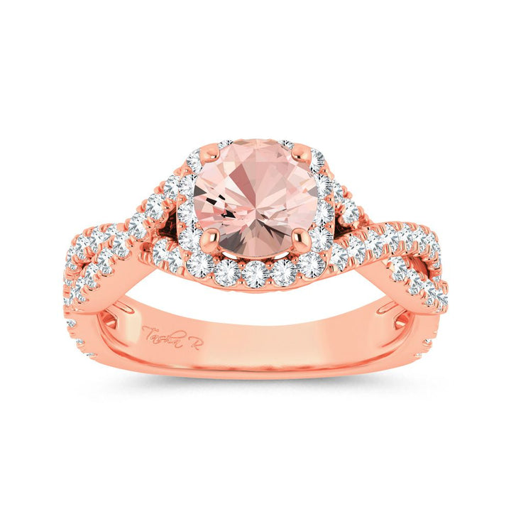 14K 0.62CT Diamond Morganite Ring