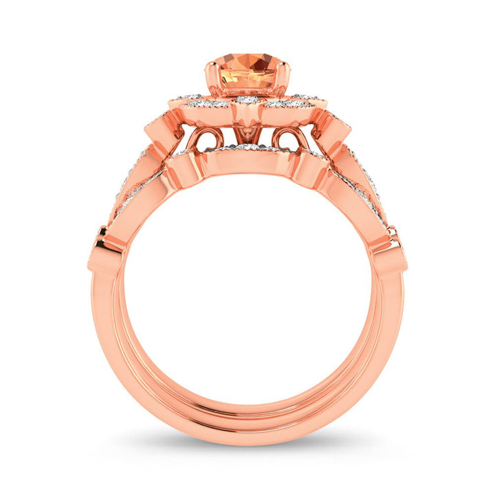 14K 0.50CT Diamond Morganite Ring