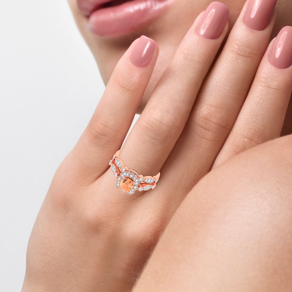 14K 0.50CT Diamond Morganite Ring