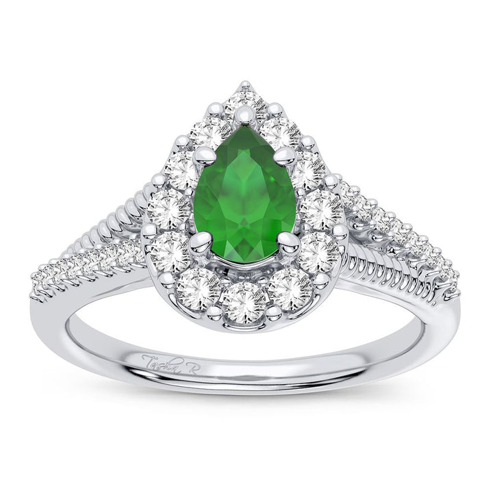 14K 0.33CT Diamond Emerald Ring