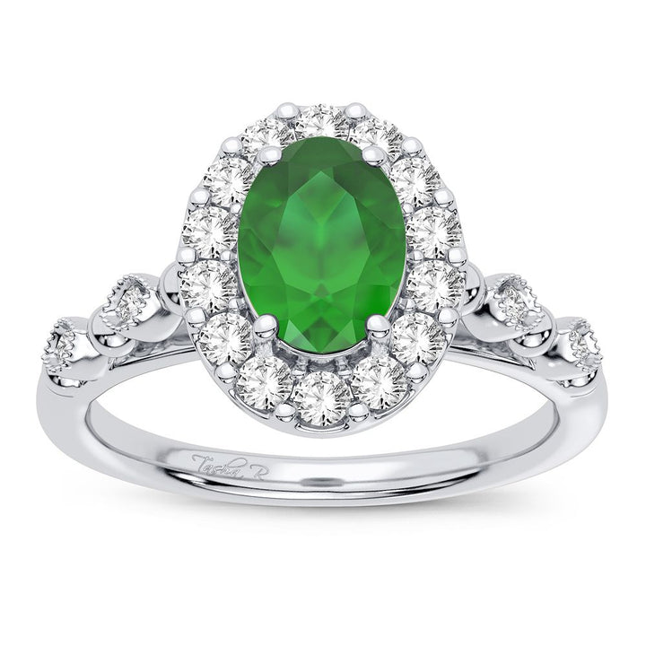 14K 0.28CT Diamond Emerald Ring