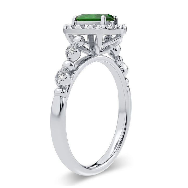 14K 0.28CT Diamond Emerald Ring