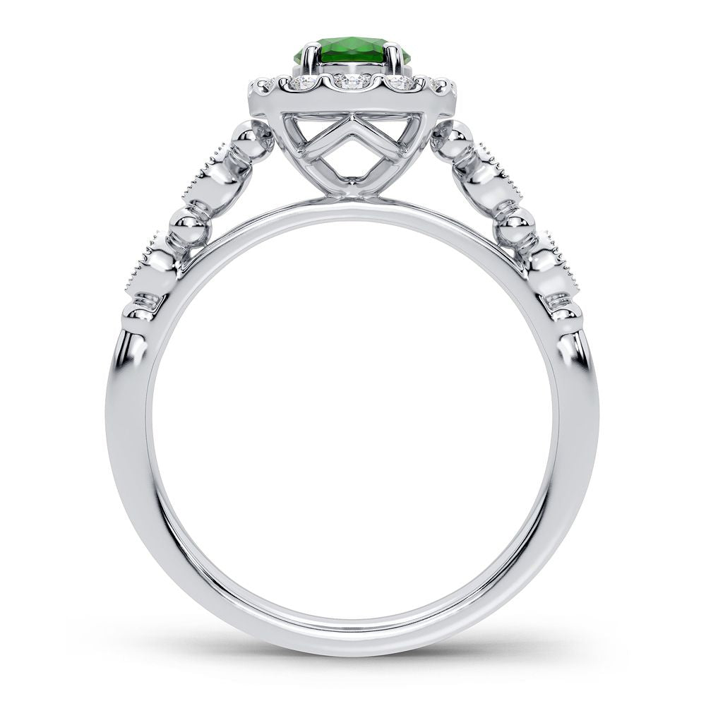 14K 0.28CT Diamond Emerald Ring