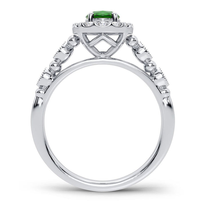 14K 0.28CT Diamond Emerald Ring