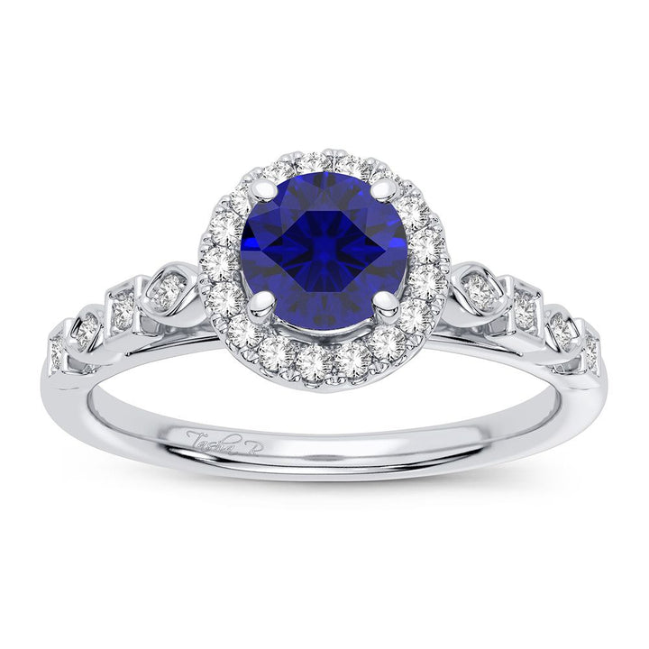 14K 0.10CT Diamond Sapphire Ring