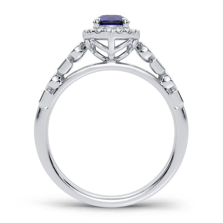 14K 0.10CT Diamond Sapphire Ring