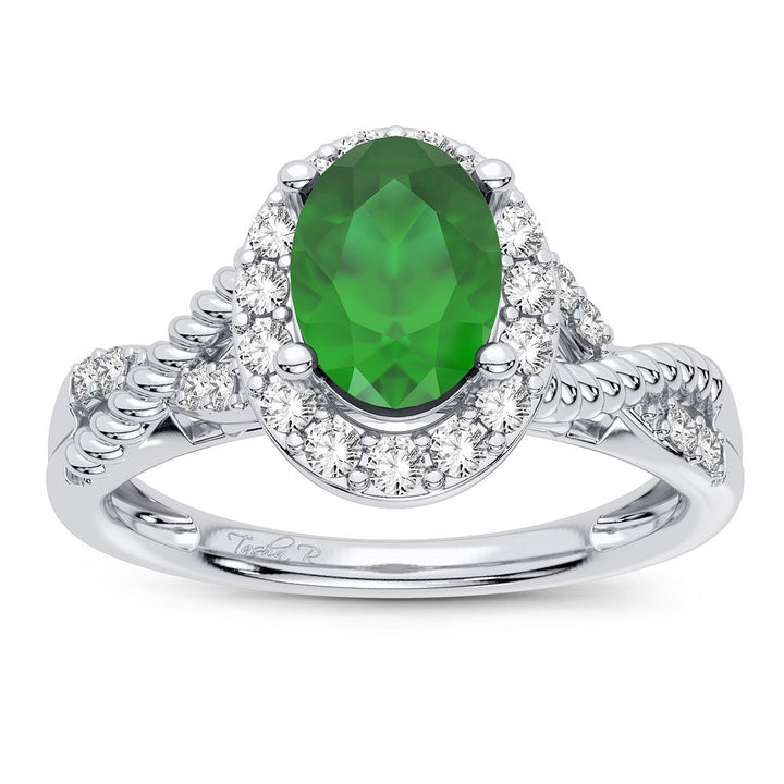 14K 0.25CT Diamond Emerald Ring