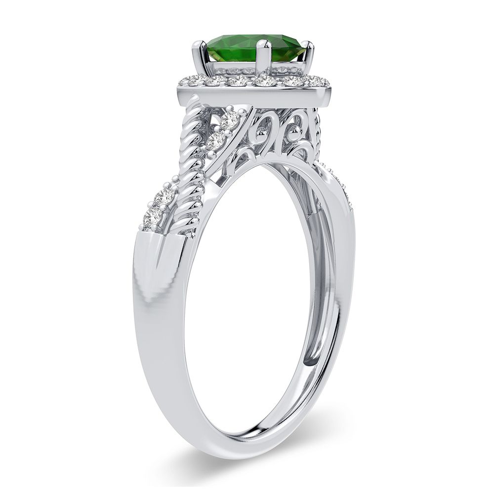 14K 0.25CT Diamond Emerald Ring