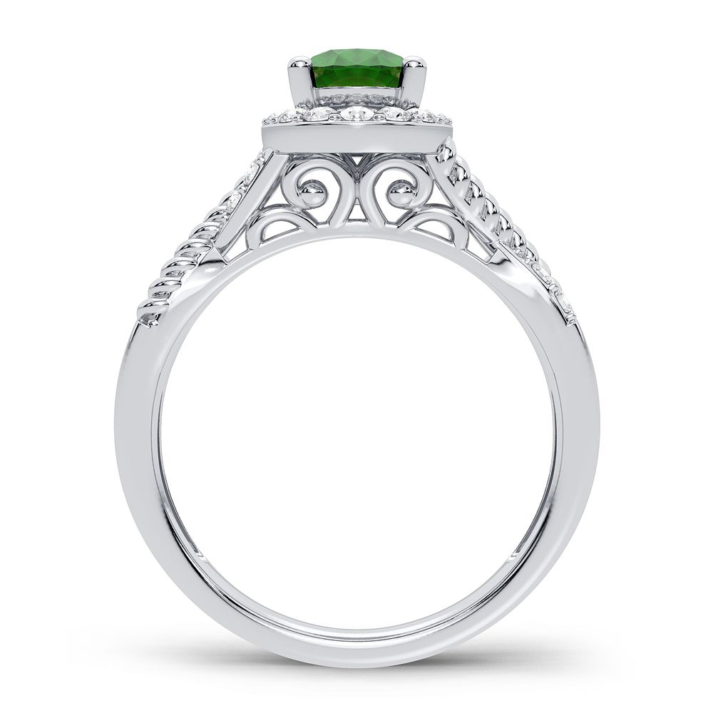 14K 0.25CT Diamond Emerald Ring