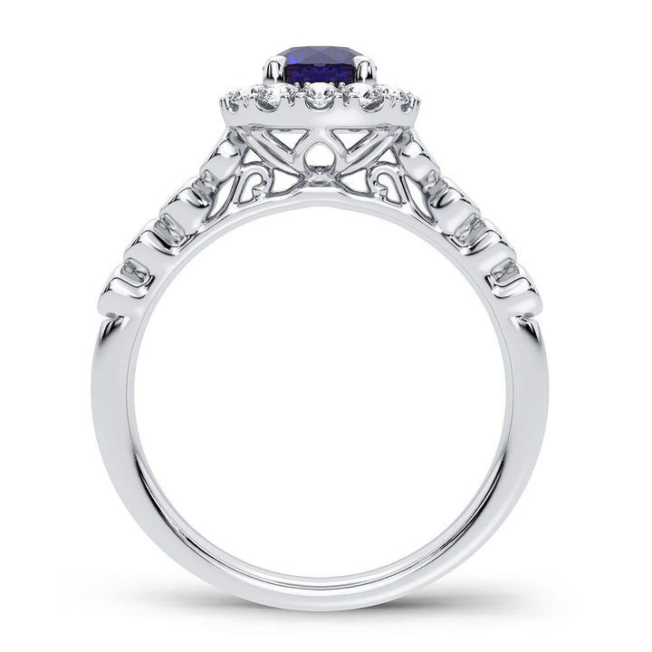 14K 0.36CT Diamond Sapphire Ring