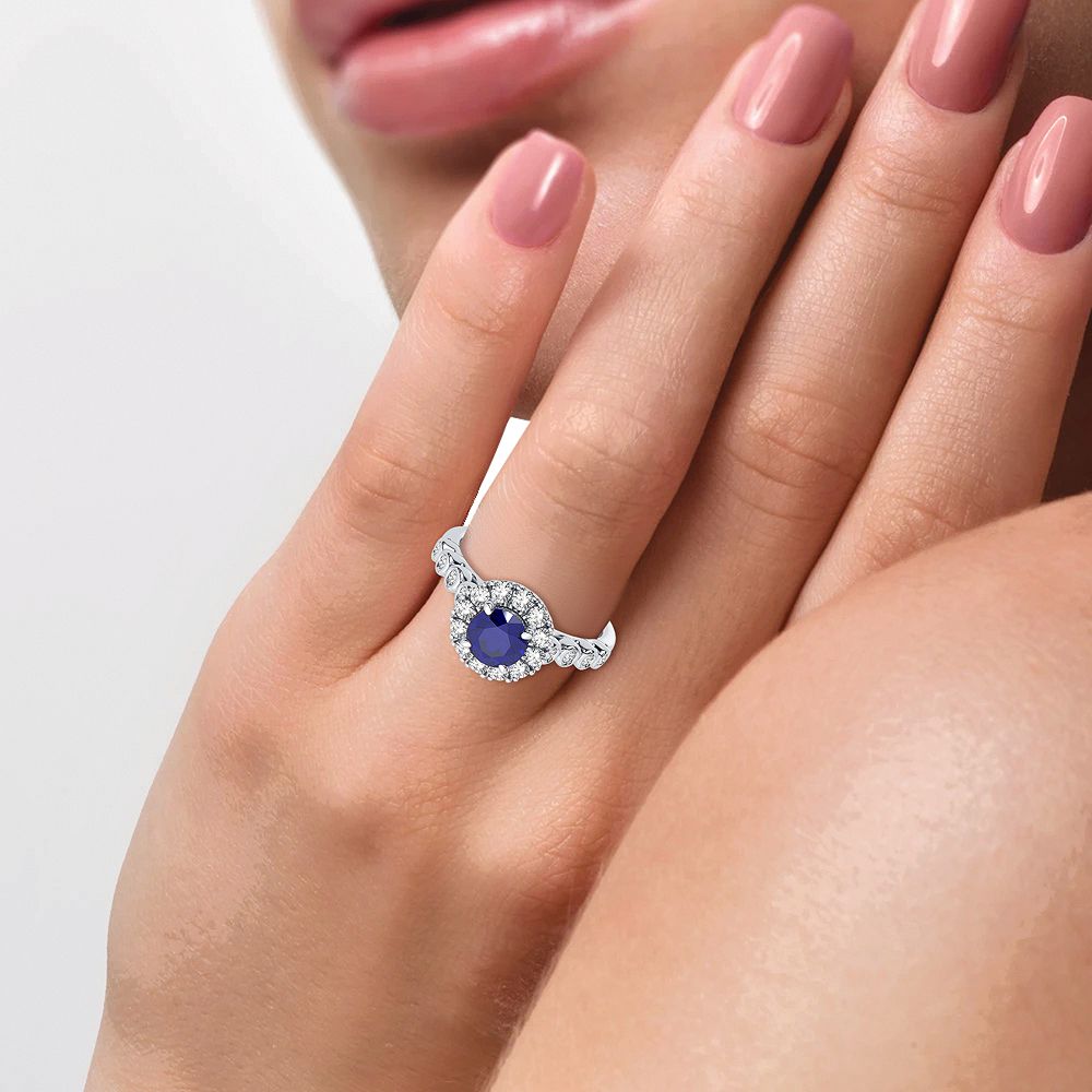 14K 0.36CT Diamond Sapphire Ring