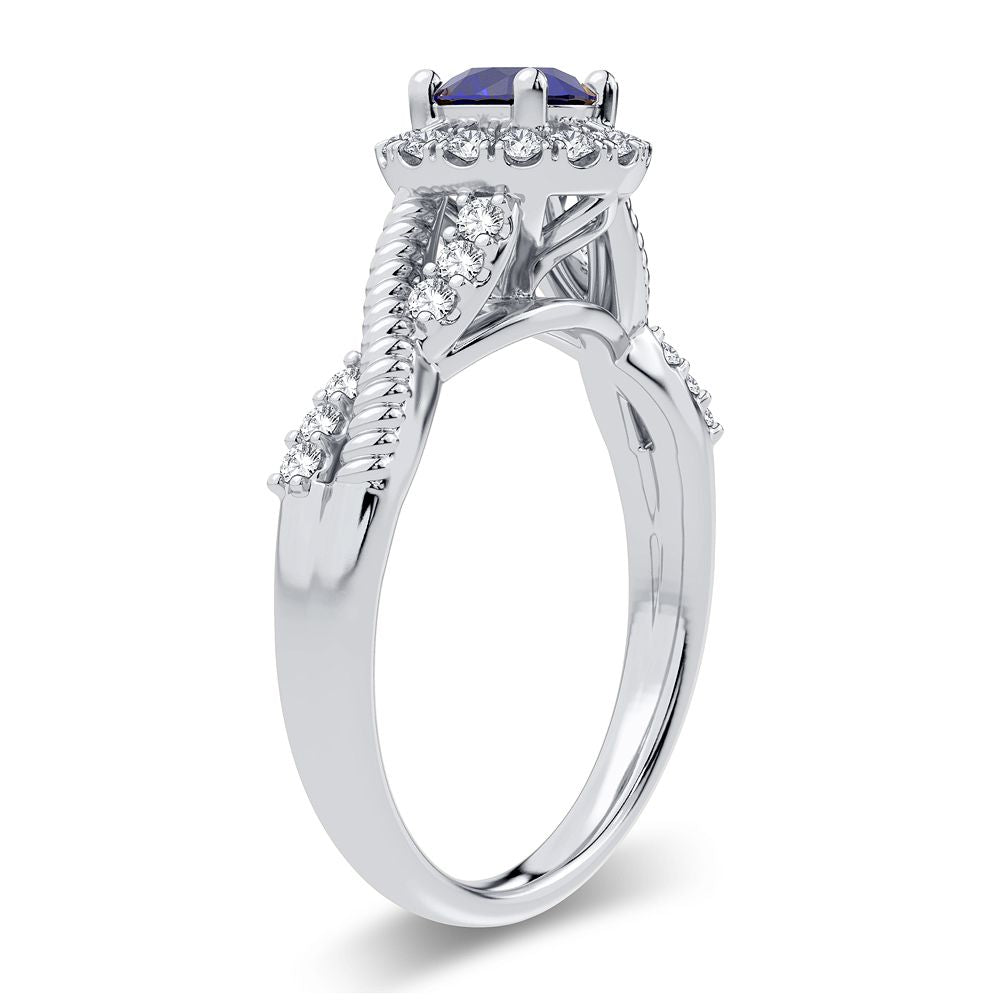 14K 0.25CT Diamond Sapphire Ring