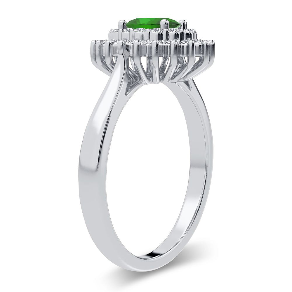 14K 0.25CT Diamond Emerald Ring