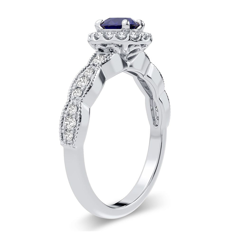 14K 0.28CT Diamond Sapphire Ring