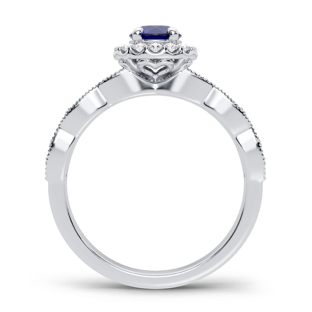 14K 0.28CT Diamond Sapphire Ring