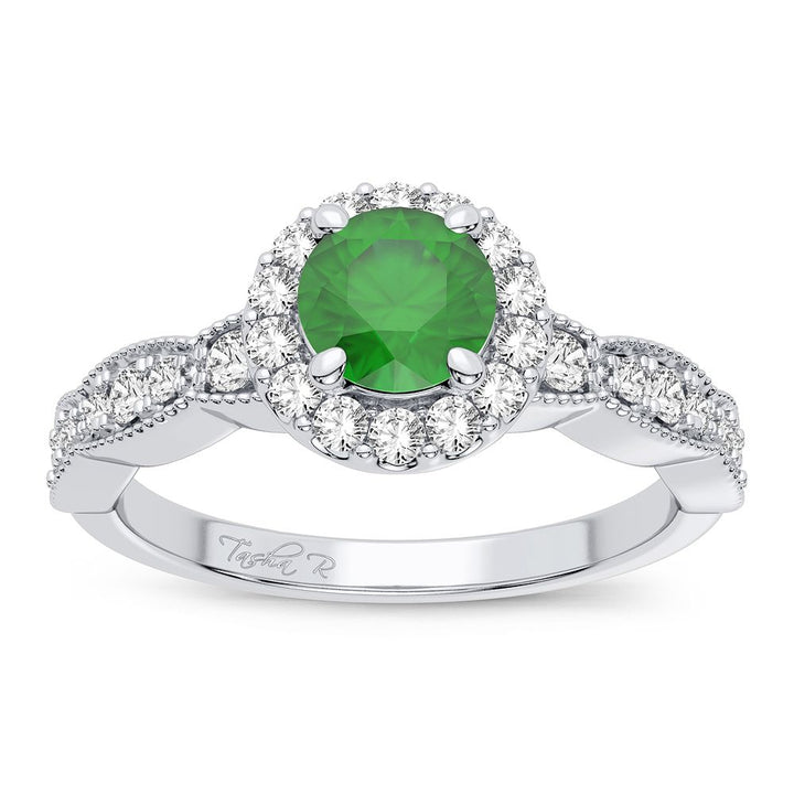 14K 0.28CT Diamond Emerald Ring