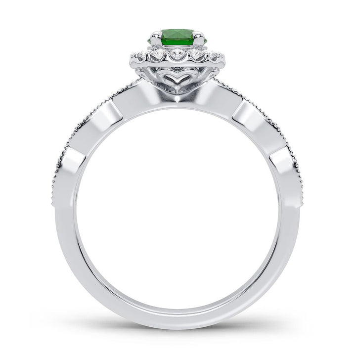 14K 0.28CT Diamond Emerald Ring