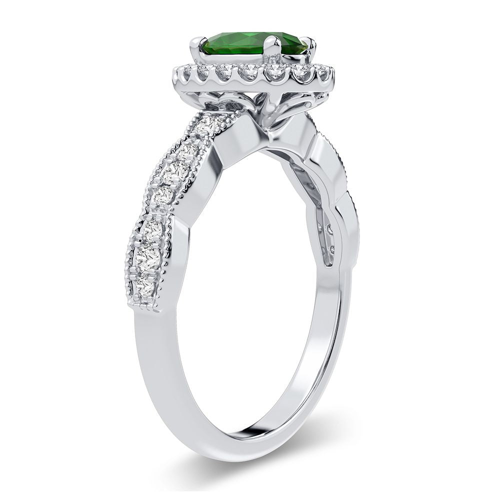 14K 0.25CT Diamond Emerald Ring