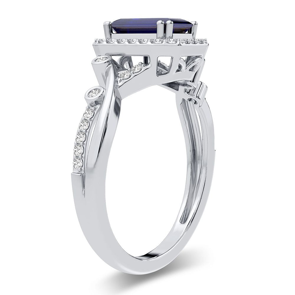 14K 0.20CT Diamond Sapphire Ring