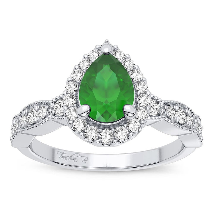 14K 0.28CT Diamond Emerald Ring