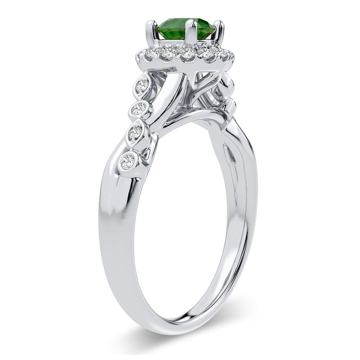 14K 0.20CT Diamond Emerald Ring