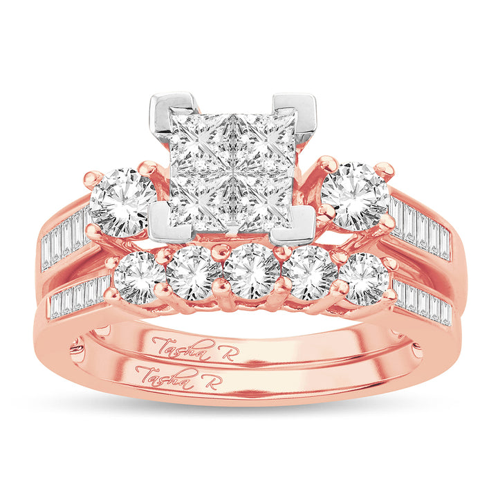 14K  1.50 CT  PRINCESS CUT Diamond  BRIDAL  RING