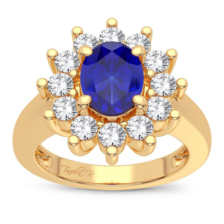 14K 0.78ct Diamond Sapphire Ring