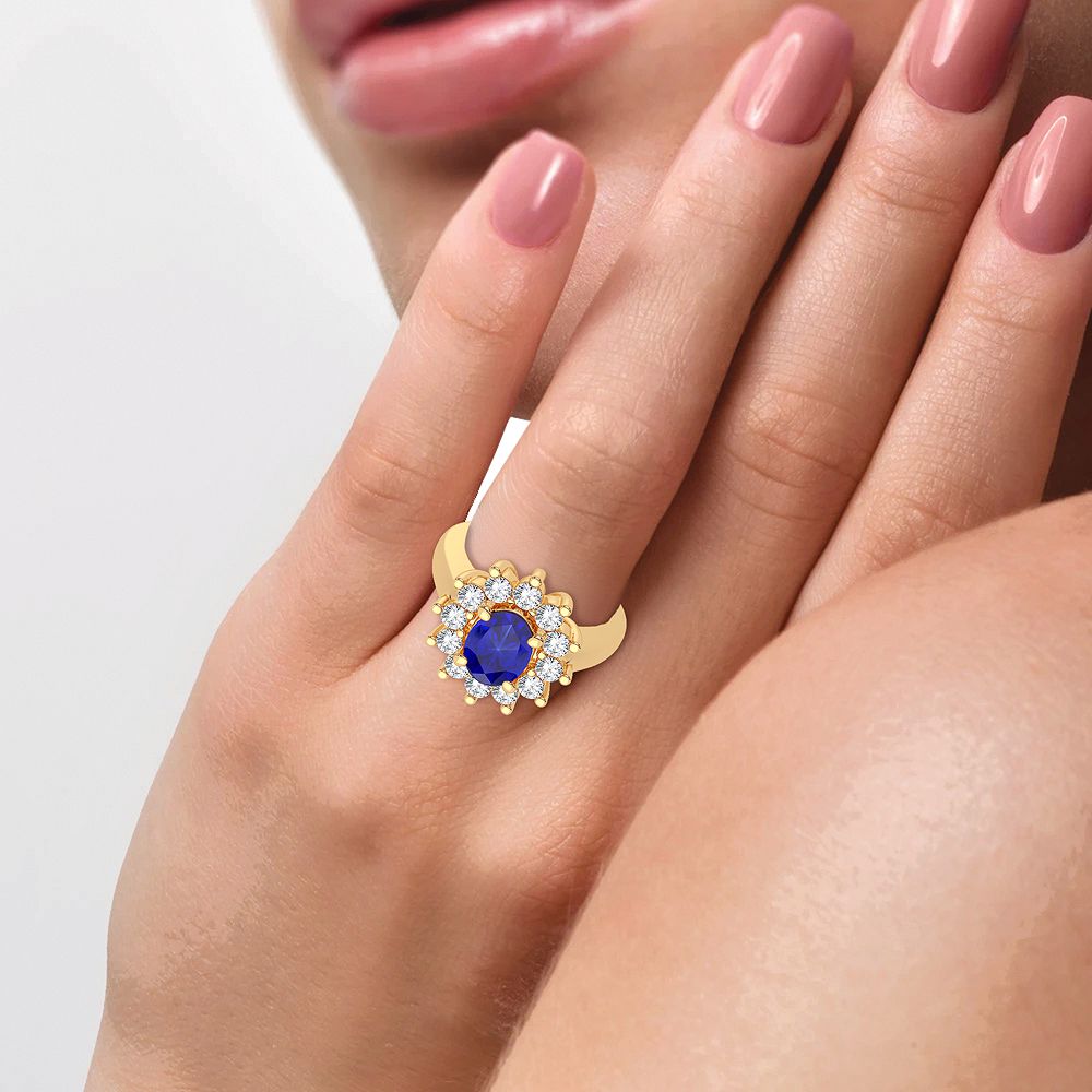 14K 0.78ct Diamond Sapphire Ring