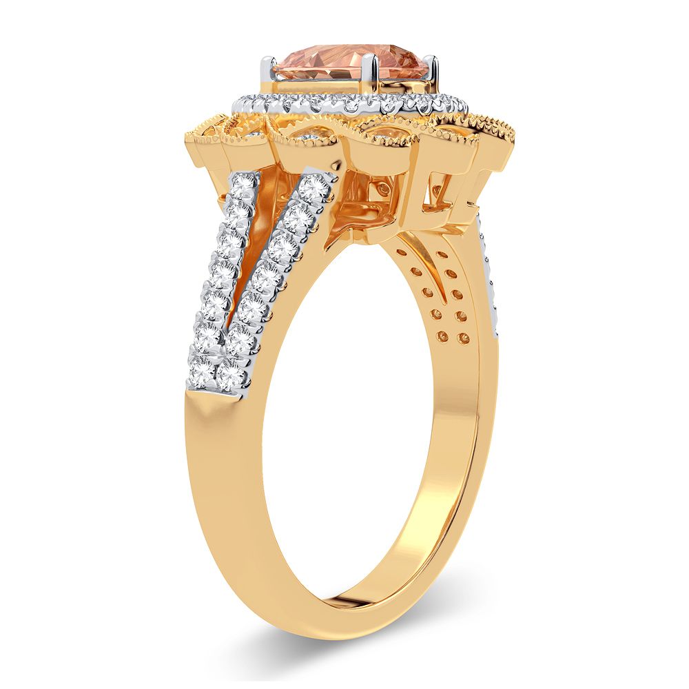 14K 0.40CT Diamond Morganite Ring