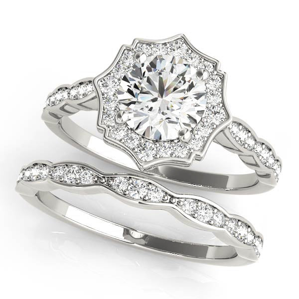 SCALLOPED ROUND HALO RING